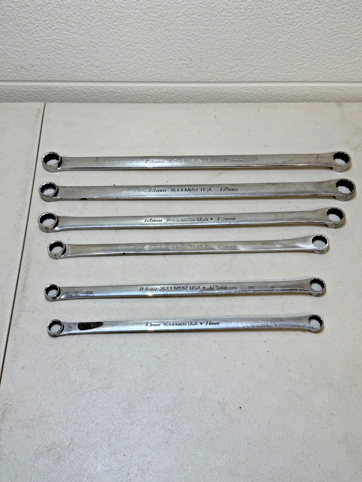 6 Piece Snap On XDHFM Metric 12 Point 0° Offset Box Wrench Set 10 – 17mm Used