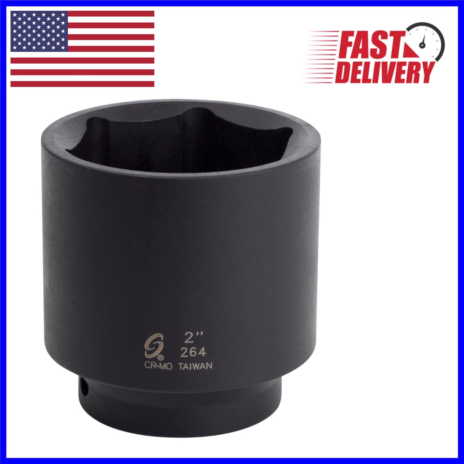Professional 2-Inch 1/2-Inch Drive Impact Socket – Manganese Phosphate Finish