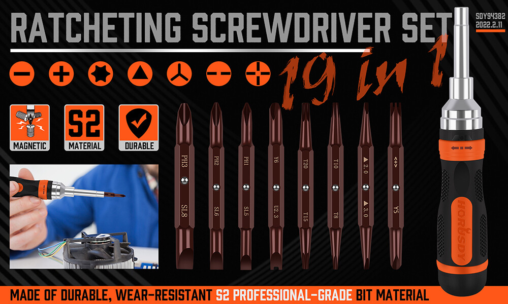 18 in1 Magnetic Ratchet Screwdriver Set Security Bits Ball Lock Anti-Slip Handle