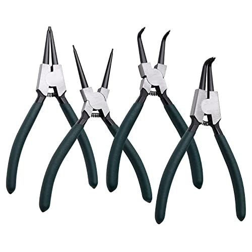 4pcs Snap Ring Pliers Set – 7″ Internal/External Circlip Kit, Heavy Duty Spring