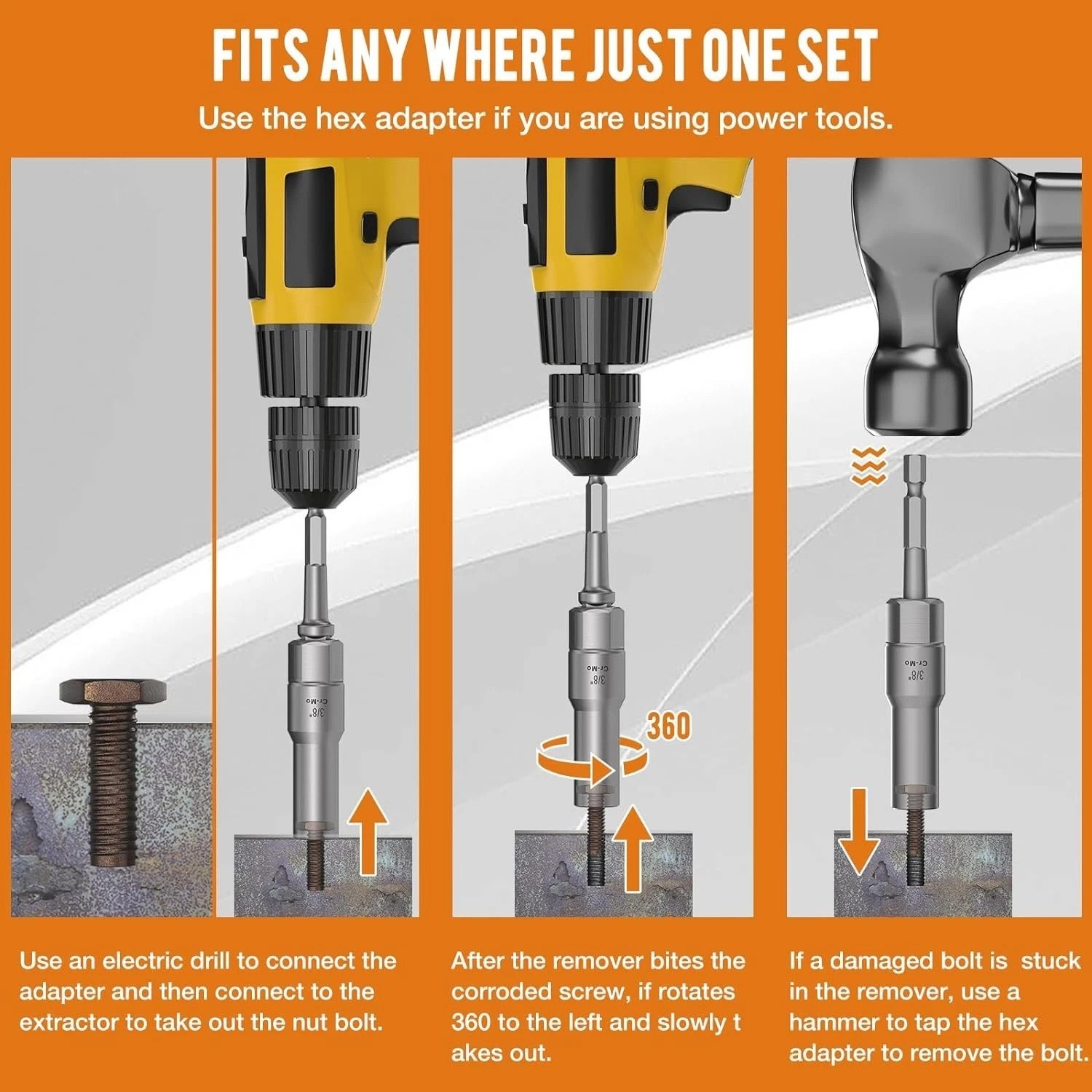 Portable 16PCS Deep Extractor Socket Set – High-Hardness for Removals Everywhere