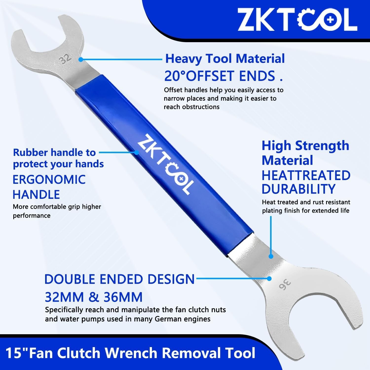 Fan Clutch Wrench Set 32mm 36mm Alloy Steel Tool for Water Pump Removal