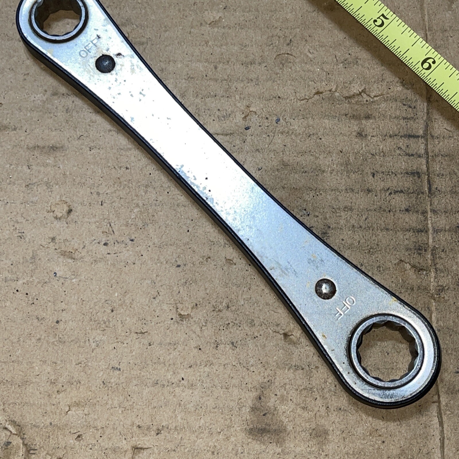 Vintage Stanley USA 85-279 5/8 in X 3/4 in SAE Ratcheting 12 point box wrench