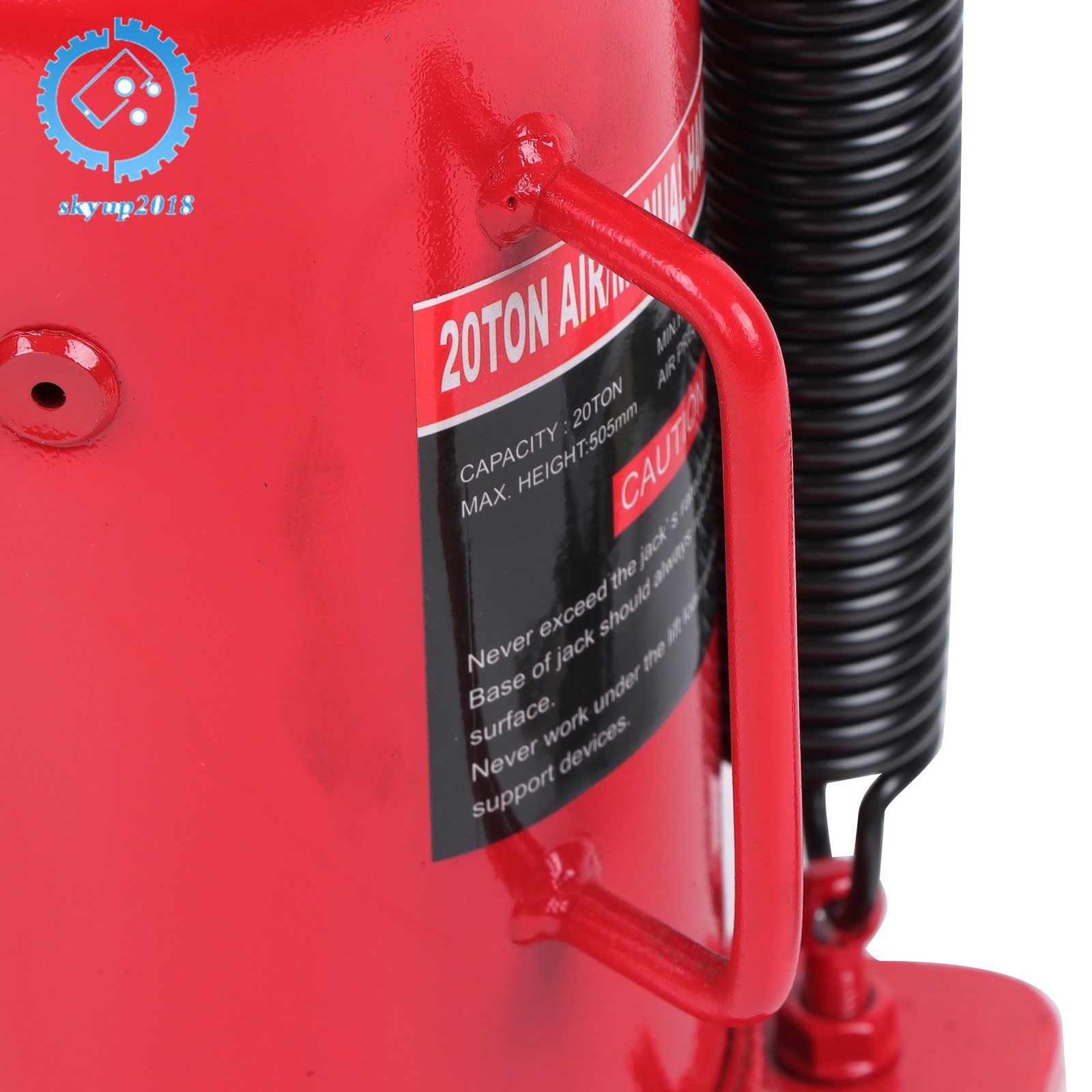 Pneumatic Air Hydraulic Bottle Jack with Manual Hand Pump, 20 Ton
