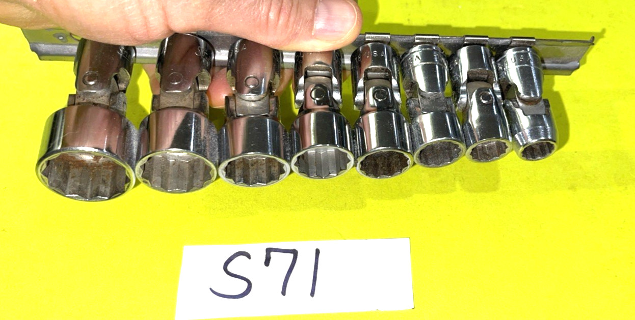 SNAP-ON TOOLS 8 PIECE 3/8 DRIVE SAE. SHALLOW SWIVEL SOCKET SET