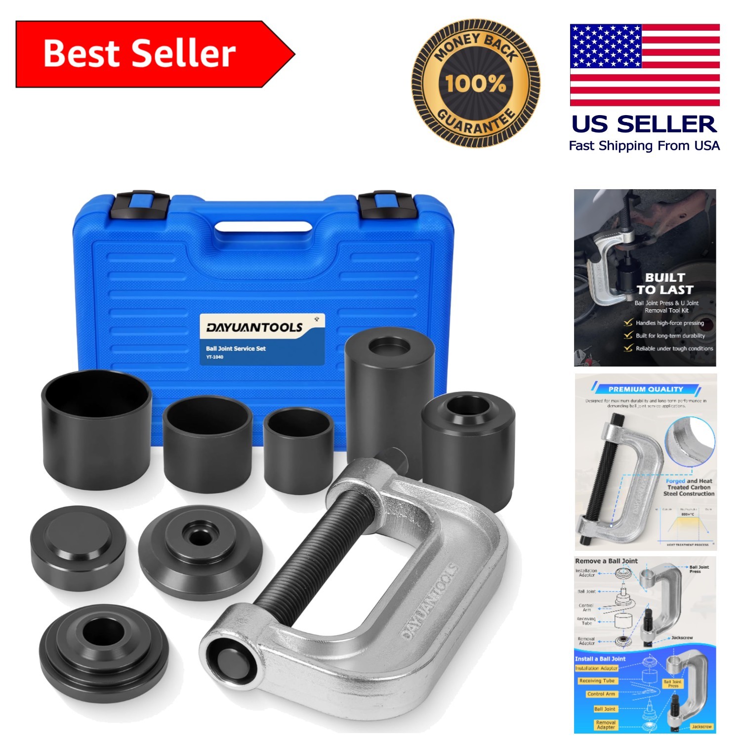 4-in-1 Ball Joint Press & U Joint Removal Tool Kit with Blue Storage – 2WD/4WD