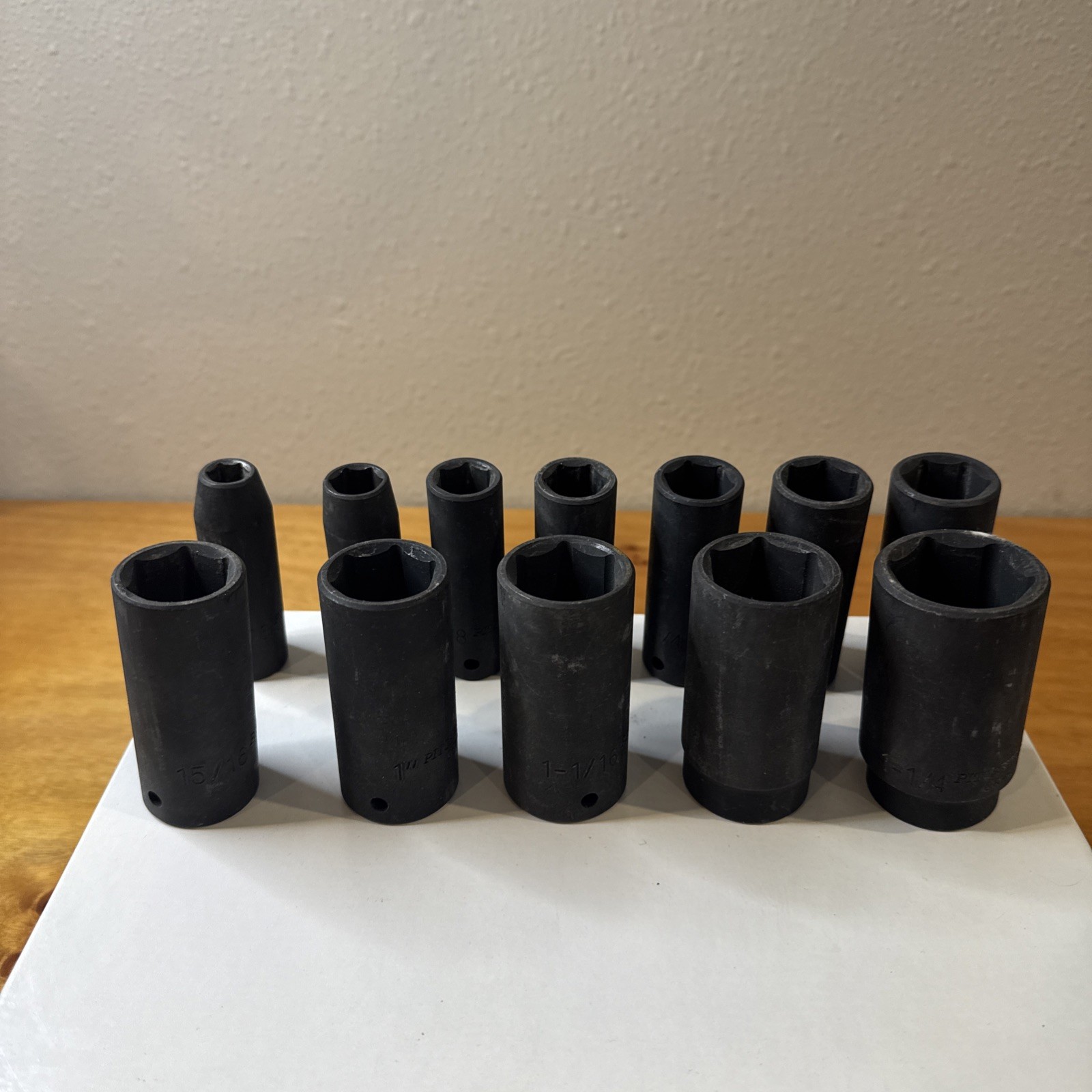 12 Pcs Pittsburgh Impact Socket Set 1/2″ Drive 7/16 to 1-1/4″ 6 Point Great Cond
