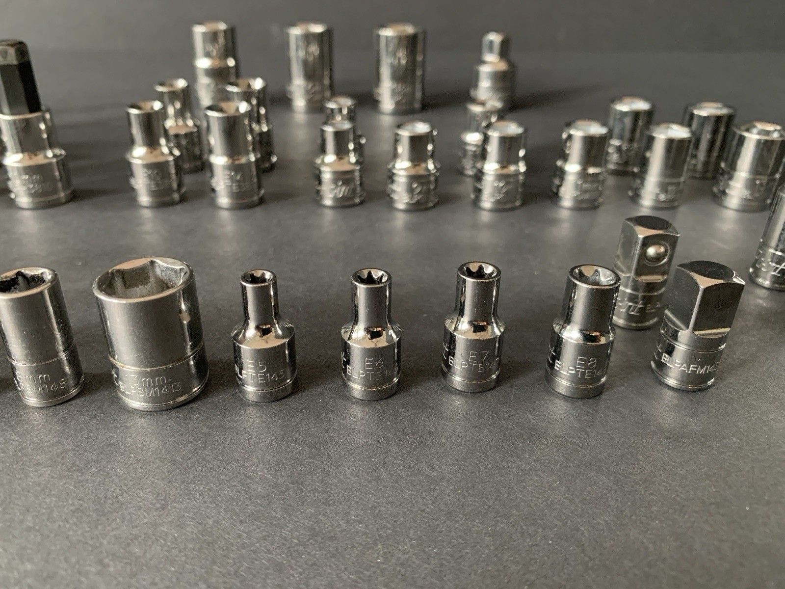 Blue-Point (by Snap-on) 73-Pc SURPLUS MIXED Socket & Bit Lot 1/4″ 3/8″ 1/2″ READ