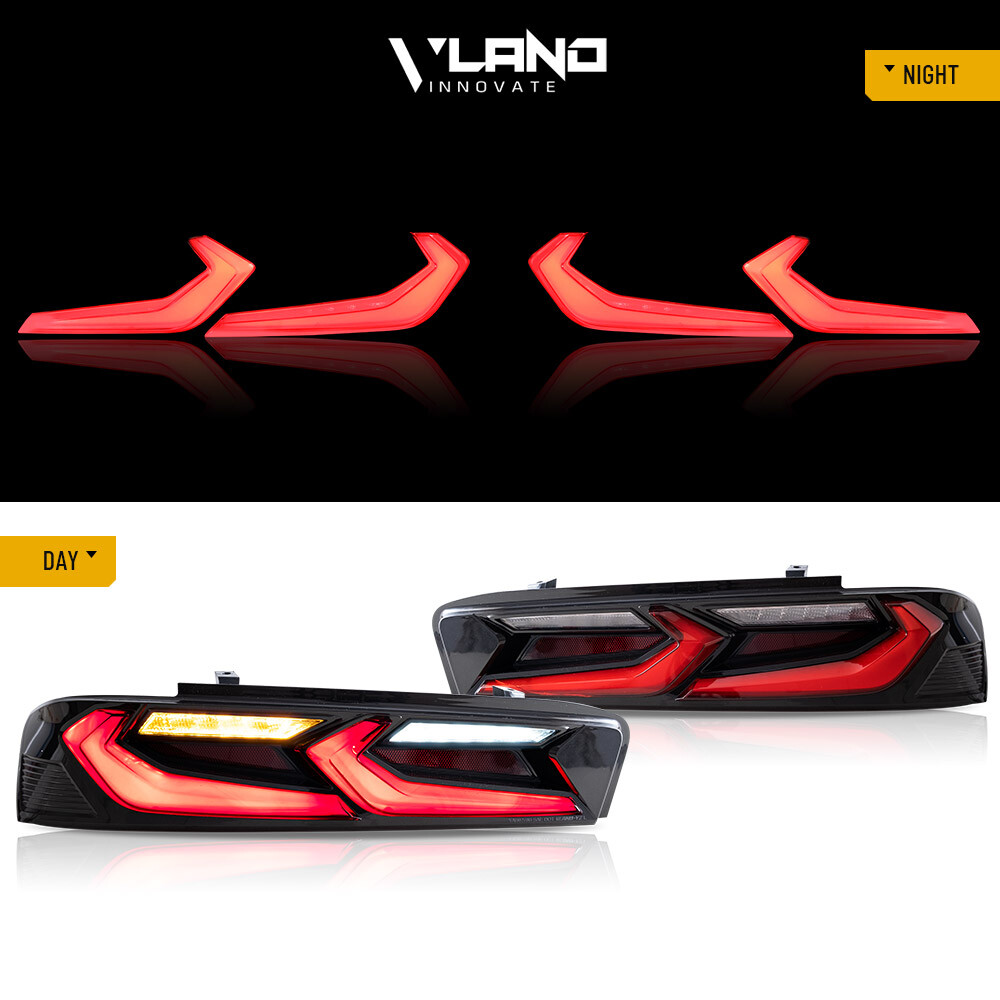 SET VLAND DRL FULL Smoked LED Tail Lights For Chevy Camaro 2016-2018 Assembly