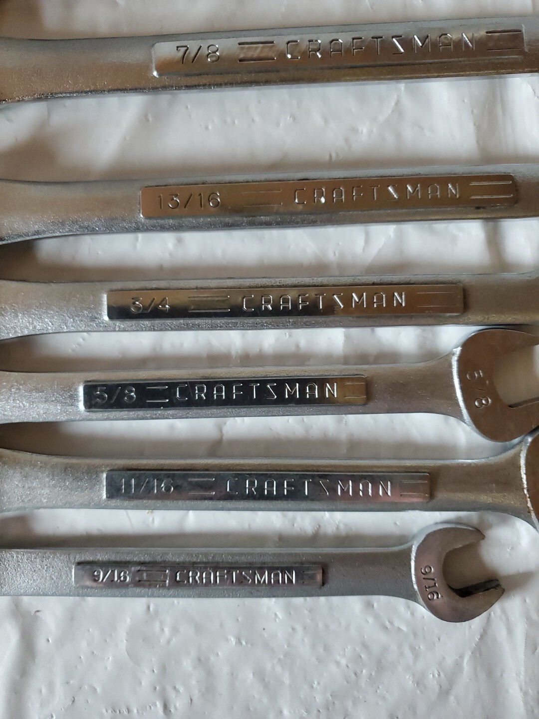 Lot of Vintage Craftsman 11pc SAE Combination 12 Point Wrenches 9/16 to 1-1/8 In