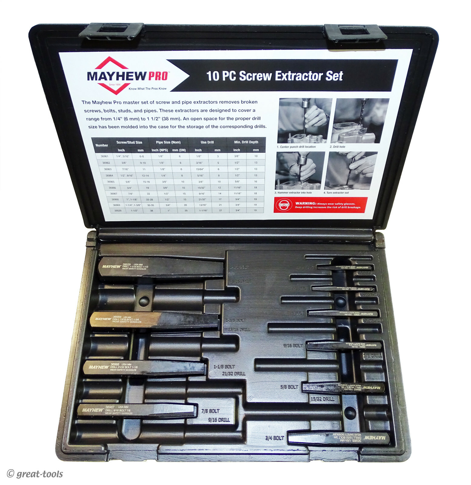 PIPE & SCREW EXTRACTOR SET – Made in the USA – Mayhew professional quality tools