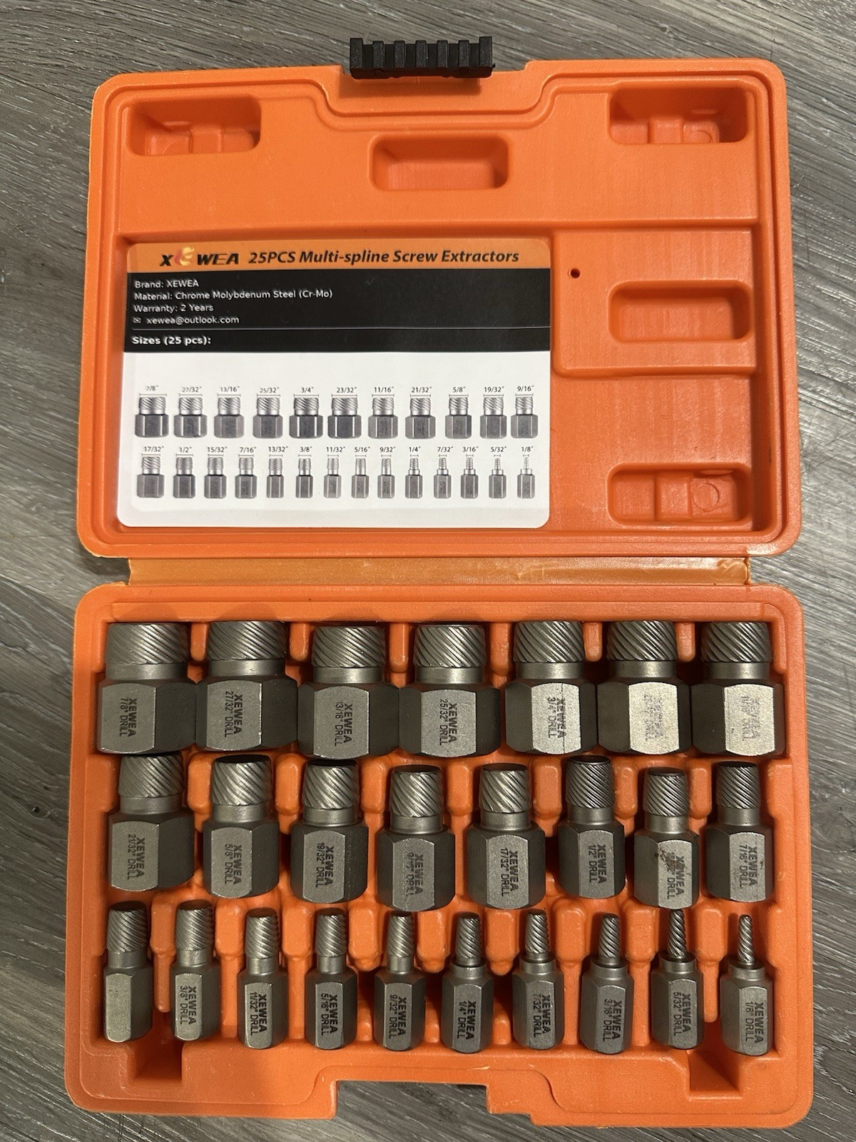 XEWEA 25-Piece Screw Extractor Set – Heavy Duty Multi-Spline Bolt Remover Kit