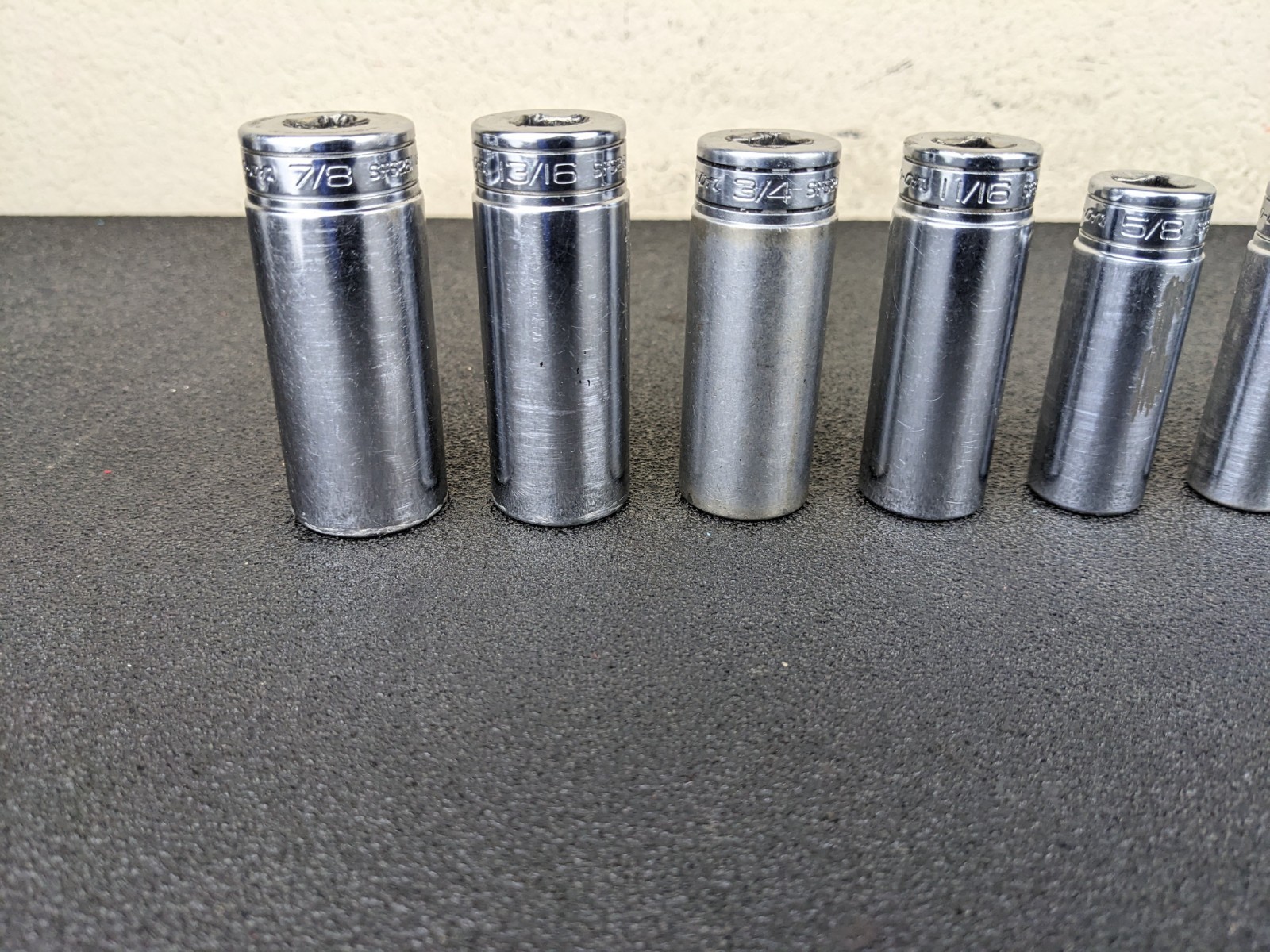 #bo727 Snap-on 211SFSY 1/4″ 7/8″ SAE 11-Piece 3/8″ Drive 6-Point Deep Socket Set