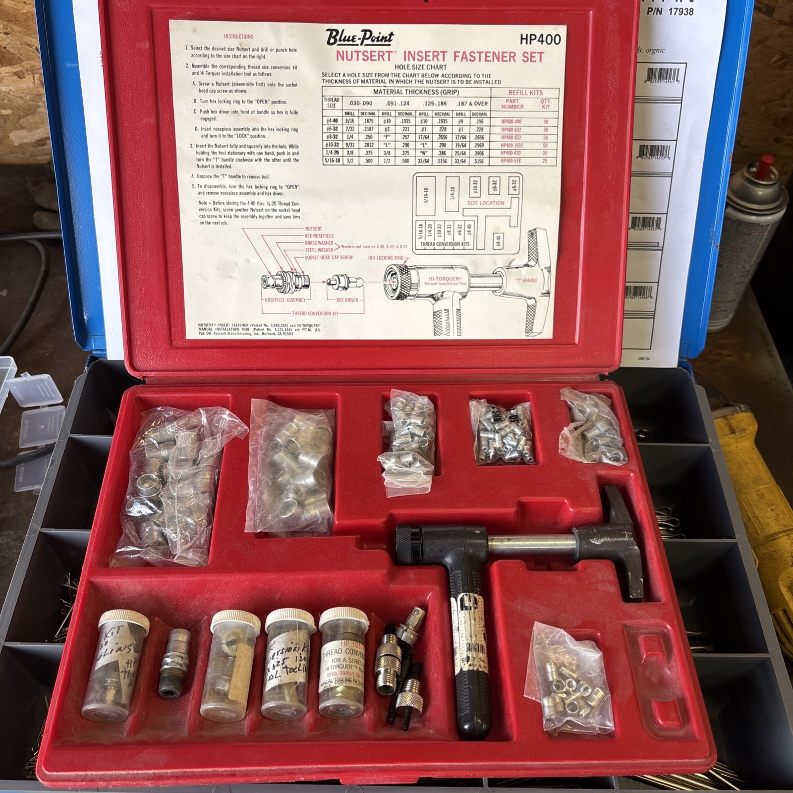Blue-Point HP 400 Nutsert Insert Fastener Set with case.