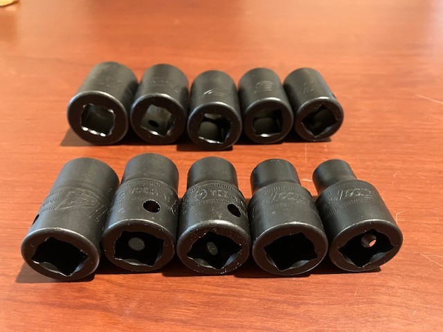 Snap On 1/2” Drive Shallow Impact Socket Set 6pt Metric 10mm-19mm IMM series.