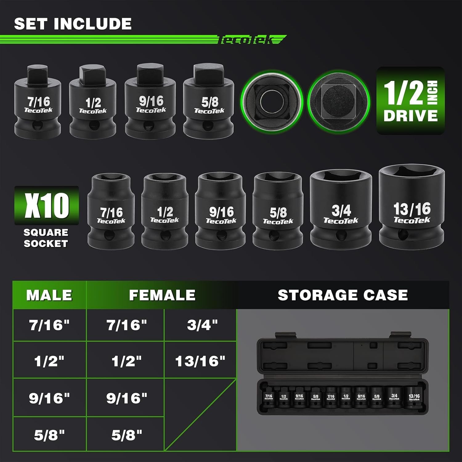 1/2″ Drive Pipe Plug Socket Set, Square Drive Socket, 10-Piece, SAE, 4 Point …