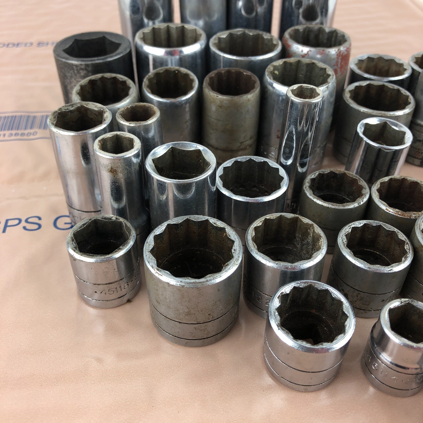 45 Pcs. SK Socket LOT 1/4″ 3/8″ 1/2″ Drive Shallow Deep SAE Metric Chrome USA