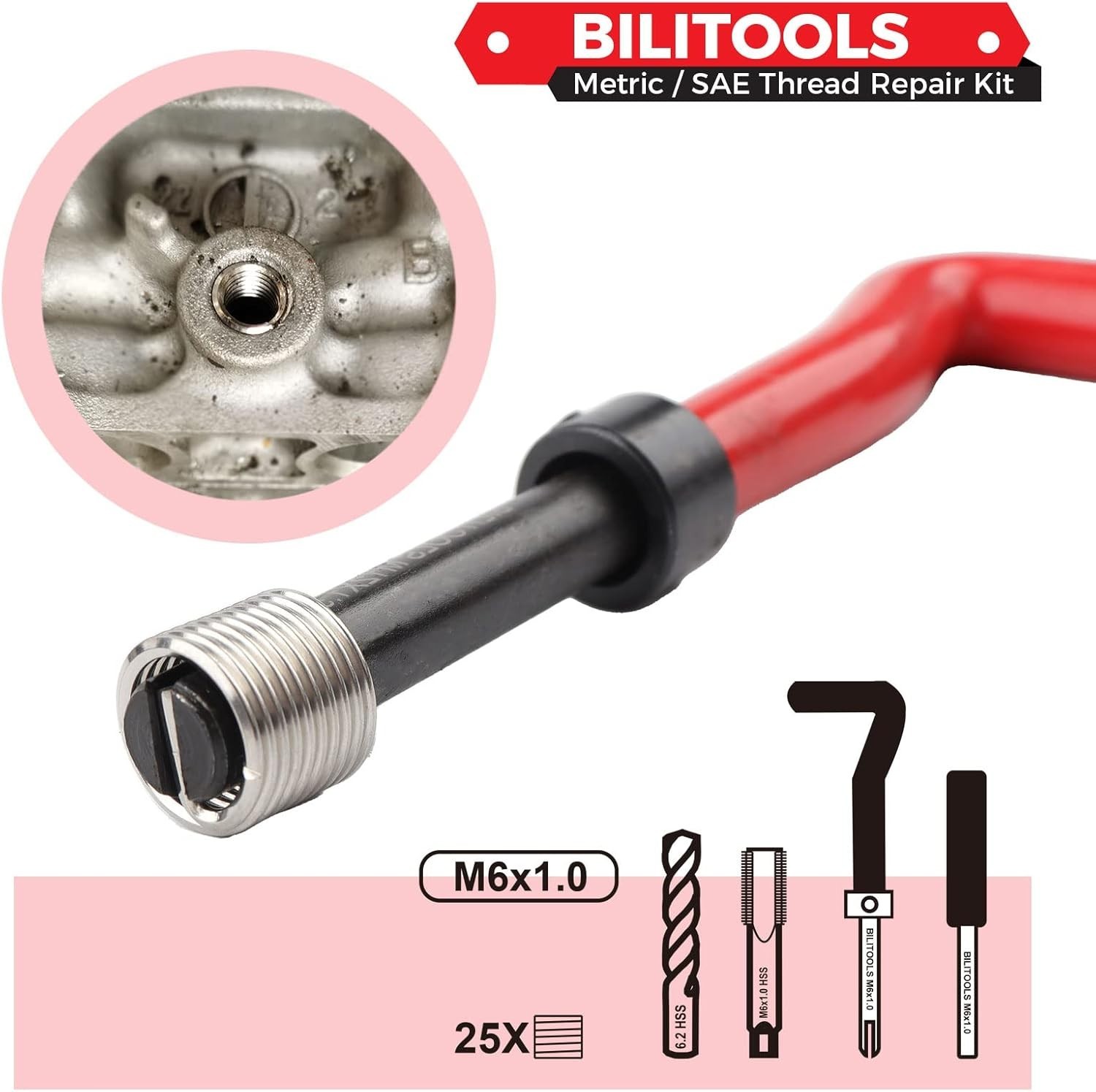 M6x1.0 Thread Repair Kit with HSS Drill – Compact and Efficient Solution