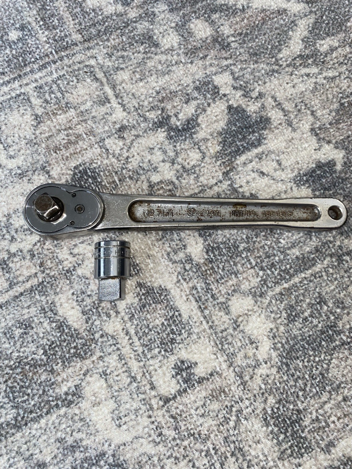 Vintage Snap-On Ratchet Socket Wrench 1/2 Drive 71M & 1/2-5/16 Adapter HD1 Combo