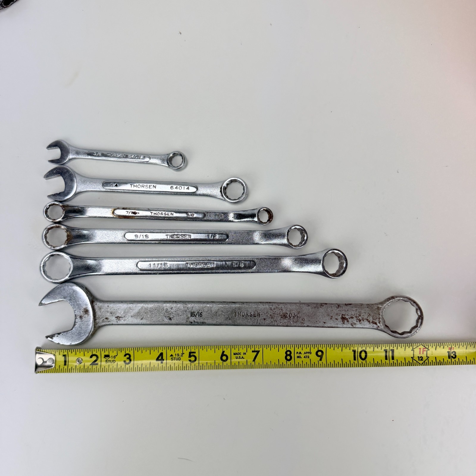Thorsen Combination Wrench Set Lot of 6 SAE 3/8 to 15/16 Drop Forged Taiwan