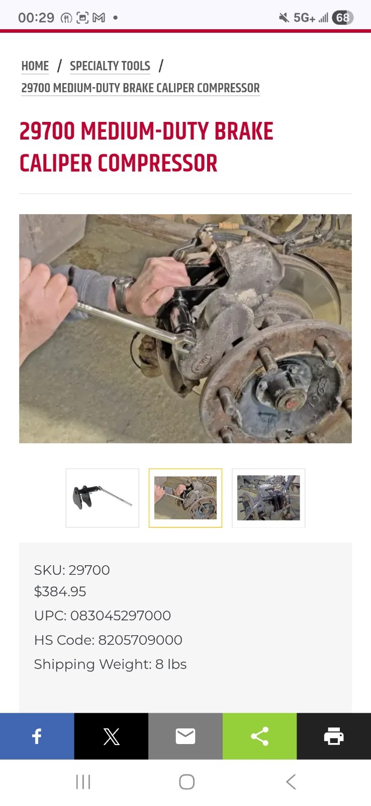 Lisle 29700 Medium-Duty Brake Caliper Compressor