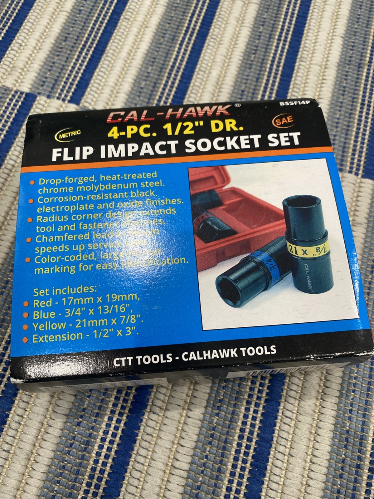 4PC 1/2″ DR FLIP LUG NUT IMPACT SOCKET SET METRIC/SAE MAG WHEEL Thin Wall TAIWAN