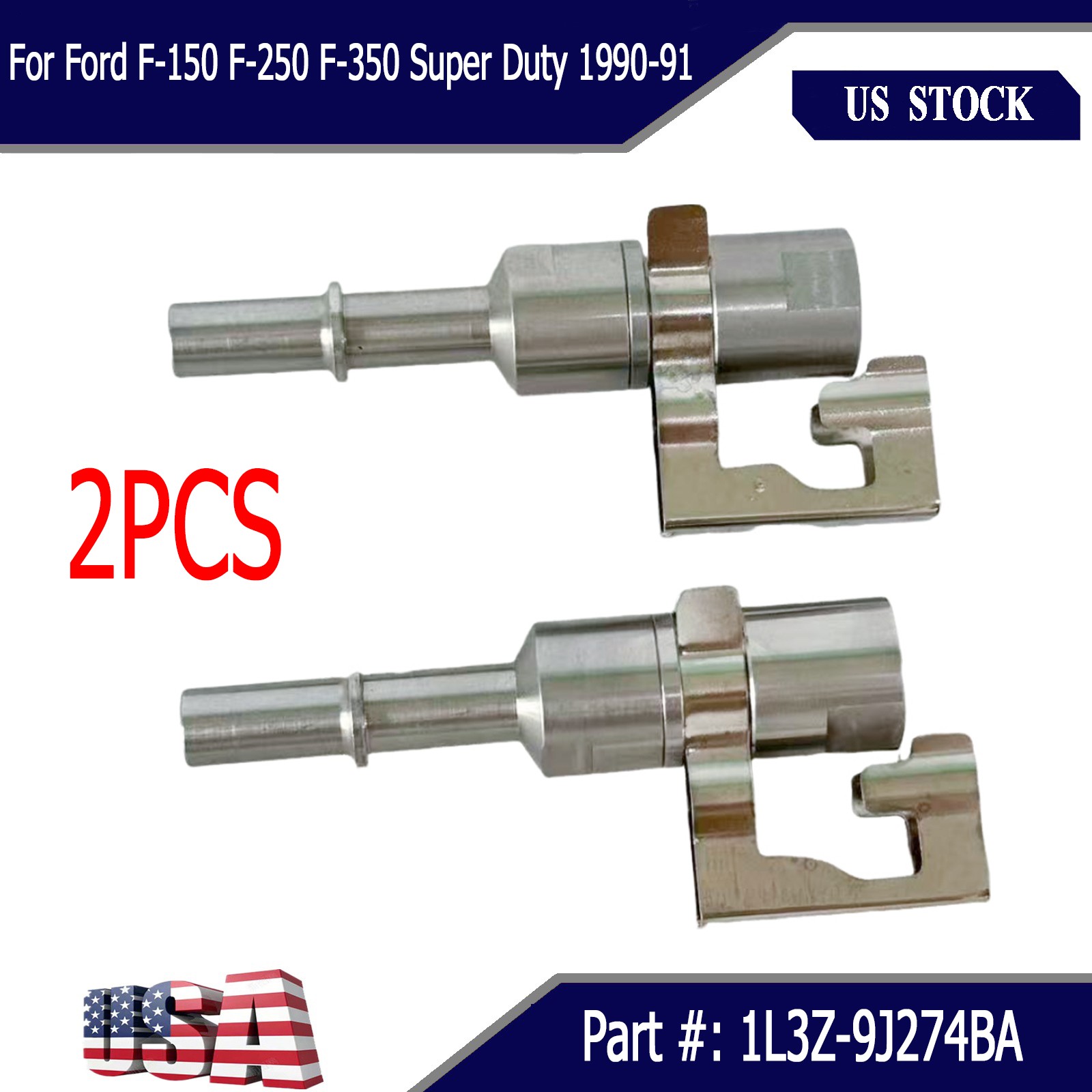 2×Fuel Line Check Valve Connector 1L3Z-9J274BA For 1990-91 Ford F-250 Super Duty
