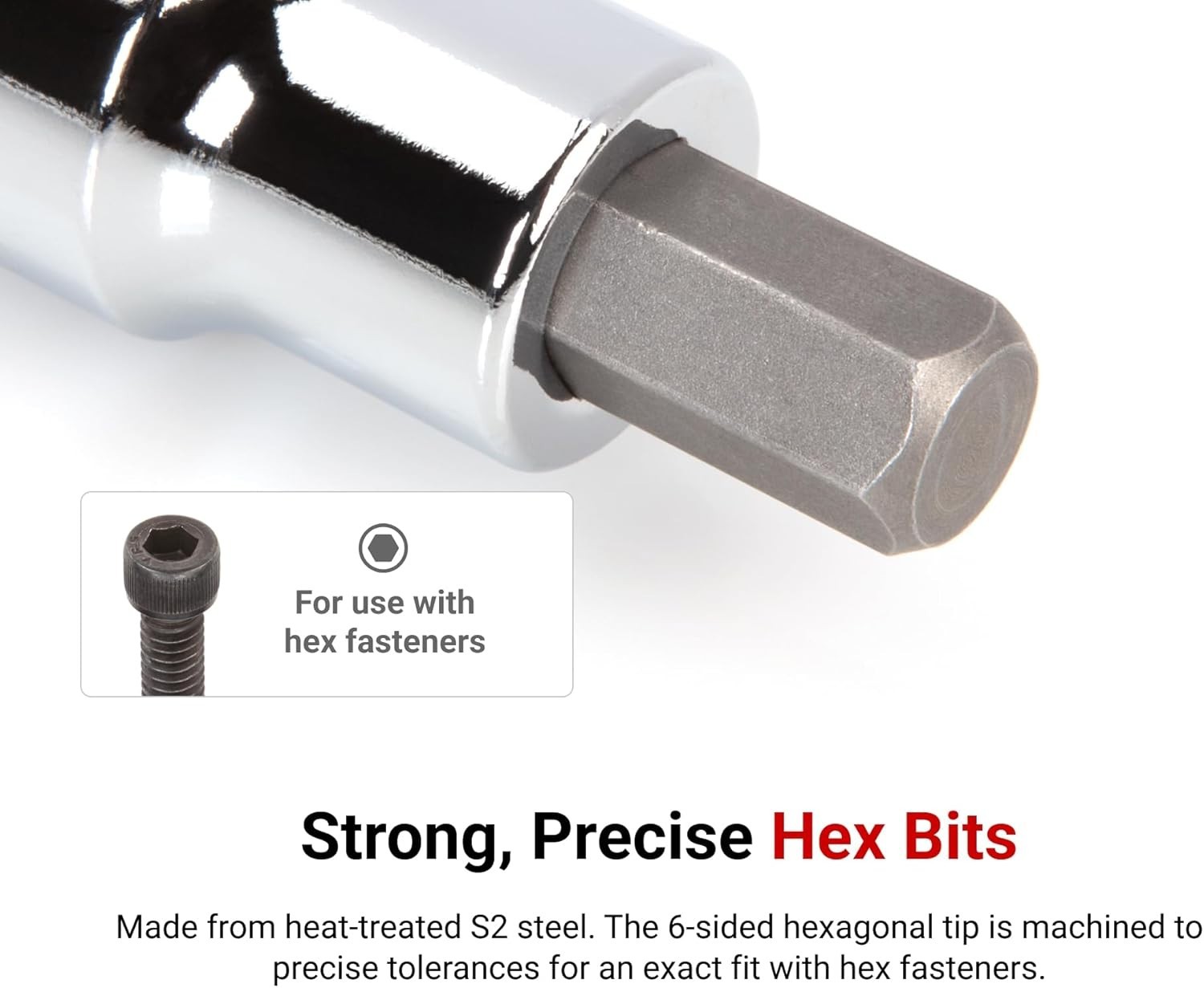 1/2 Inch Drive Hex Bit Socket – Polished Chrome, S2 Steel Built-in Durability