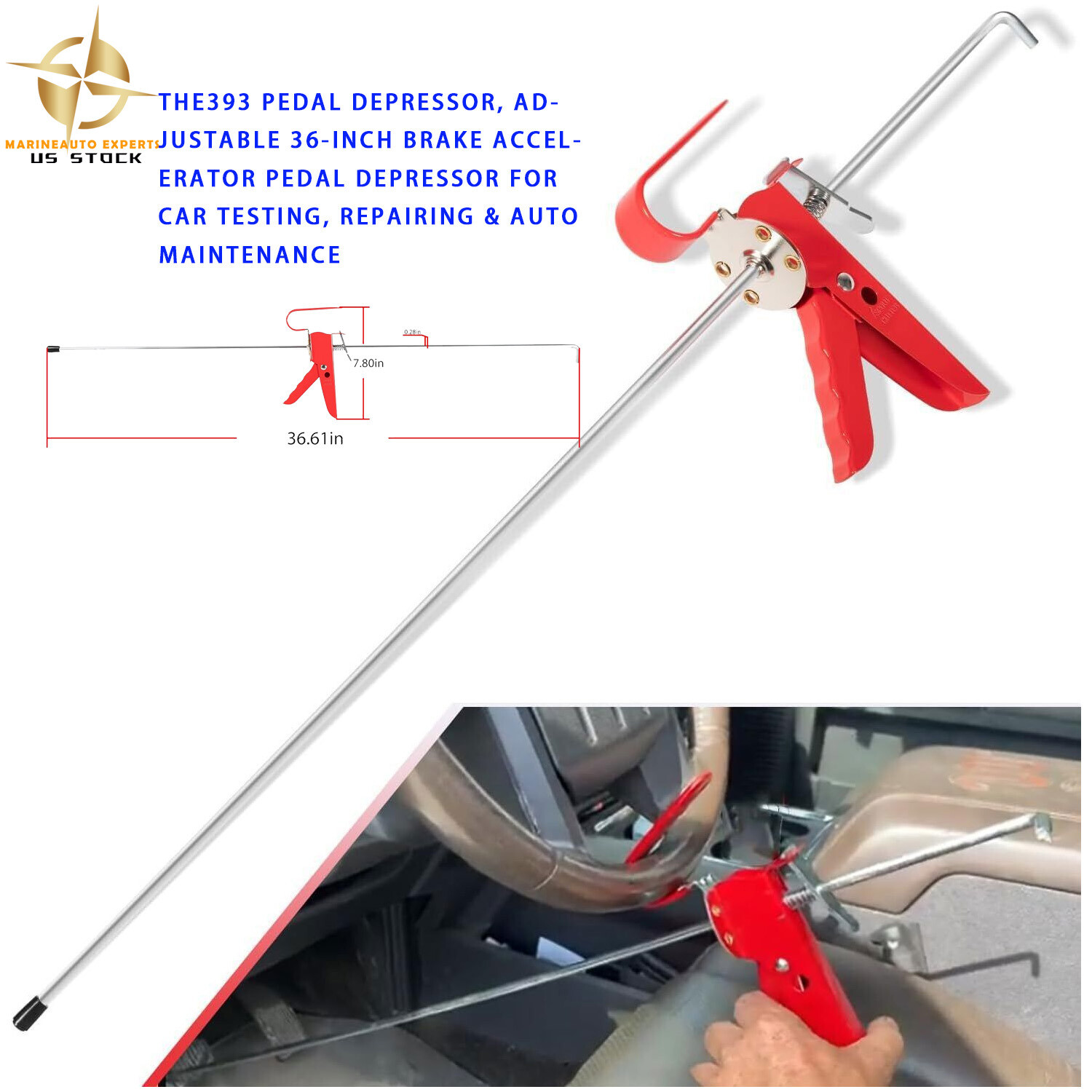 THE393 Universal Throttle Pedal Depressor Tool with Adjustment Screw for RPM