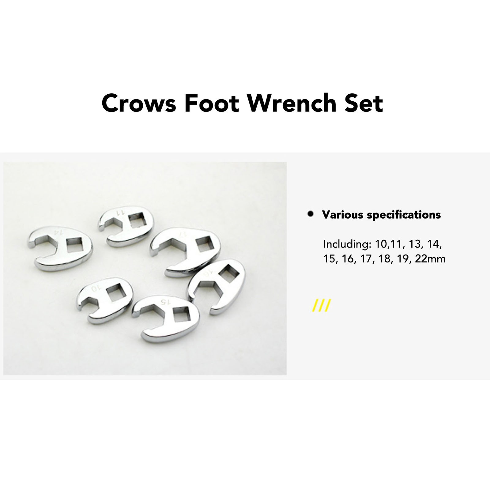 Car 10pcs Crows Foot Wrench Set 10mm To 22mm Sizes Metric Nut Wrench For 3/8in