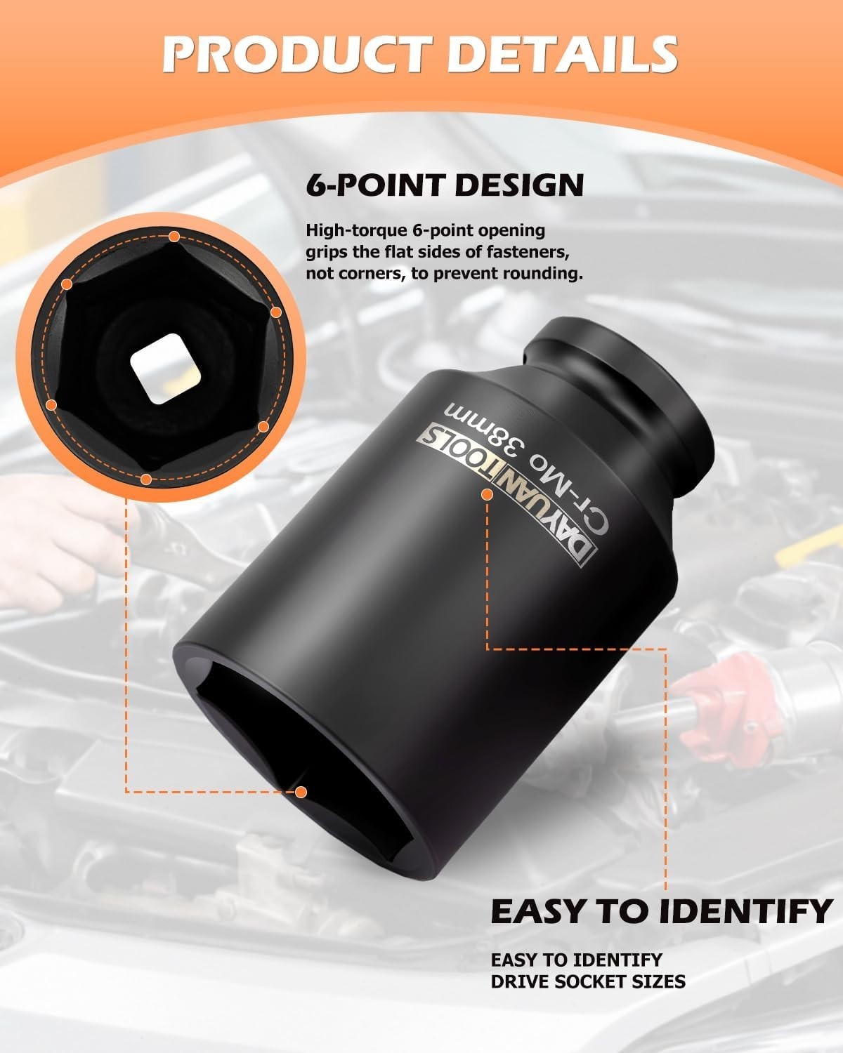 Durable 9-Piece Hex Drive Axle Nut Socket Set, 29-38mm Sizes for Most Vehicles