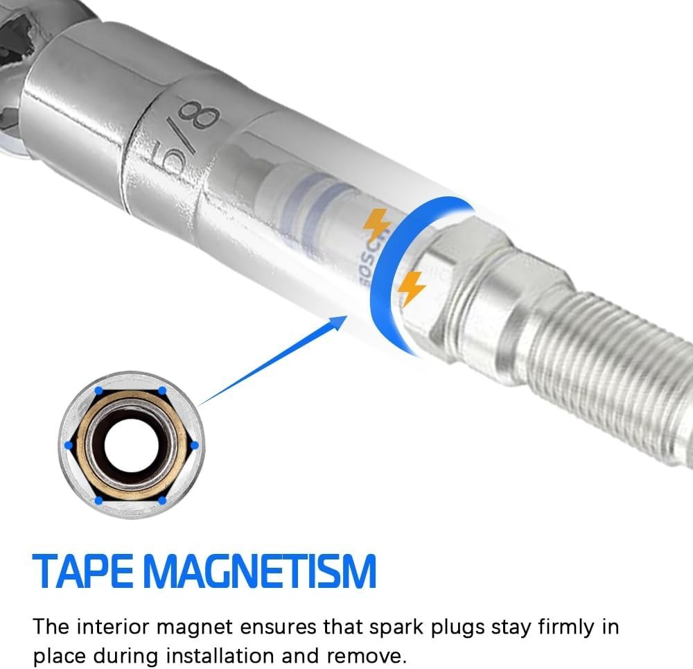 Thin Wall 5/8″ Magnetic Spark Plug Socket – 6-Point, 3/8″ Drive, 6-Inch Length