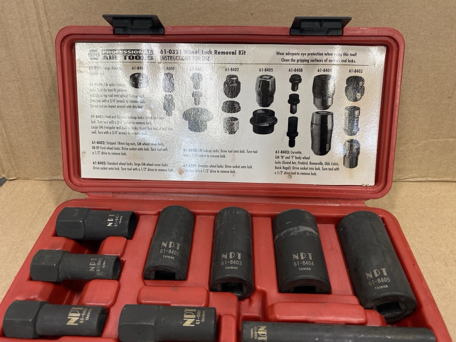 NAPA Professional 61-0321 Wheel Lock Removal Kit Set 9 Pieces