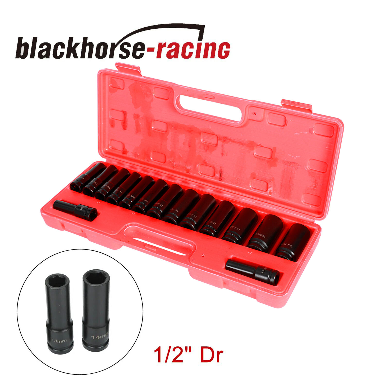 15 Pcs 1/2-Inch Drive Deep Impact Socket Set 6 Point Metric, (10-24 mm) | 4883