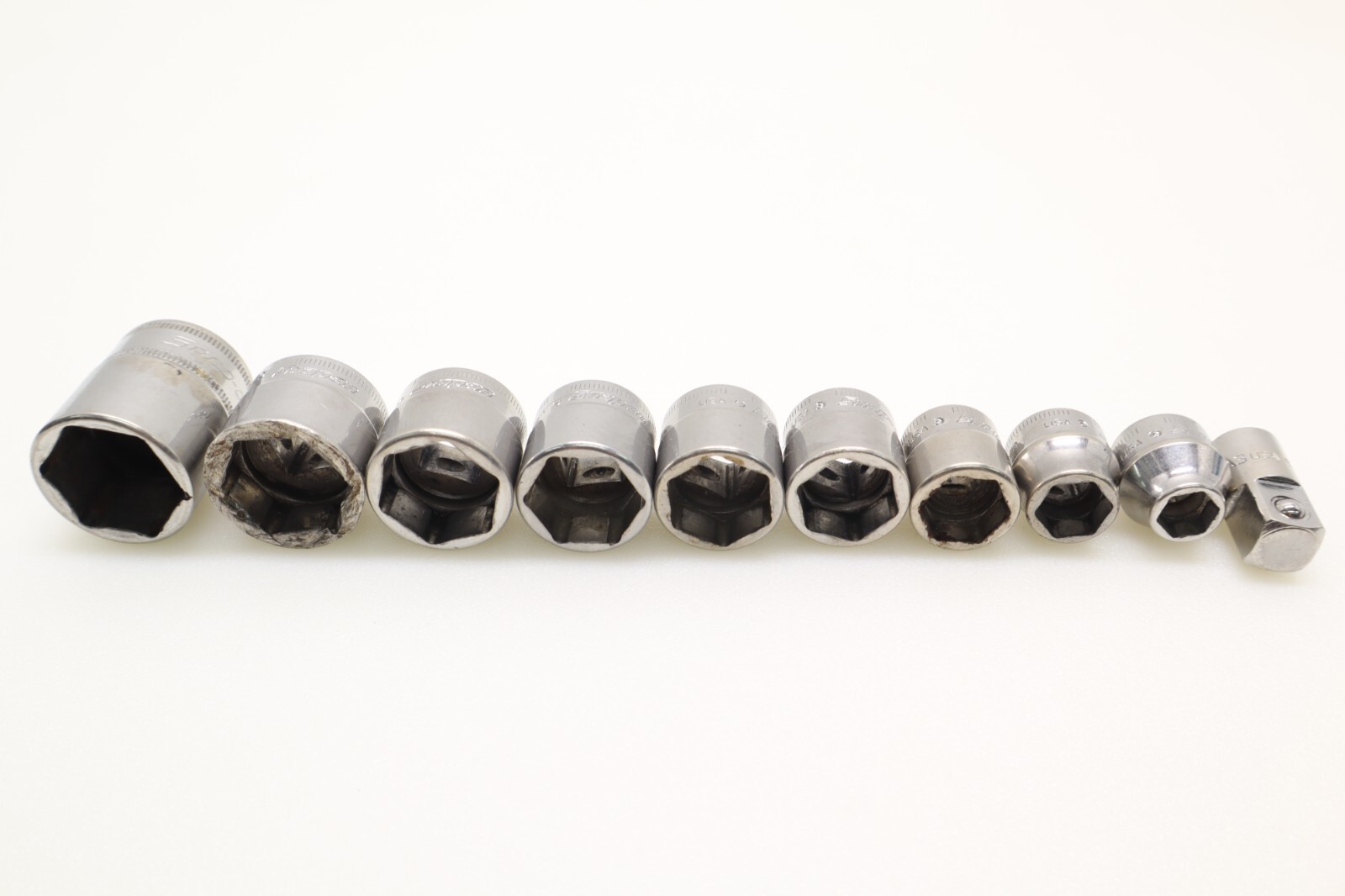 Snap On 9Pc 3/8″ 6PT Drive Shallow Socket Set 19, 18, 17, 16, 15, 14, 12, 10, 8