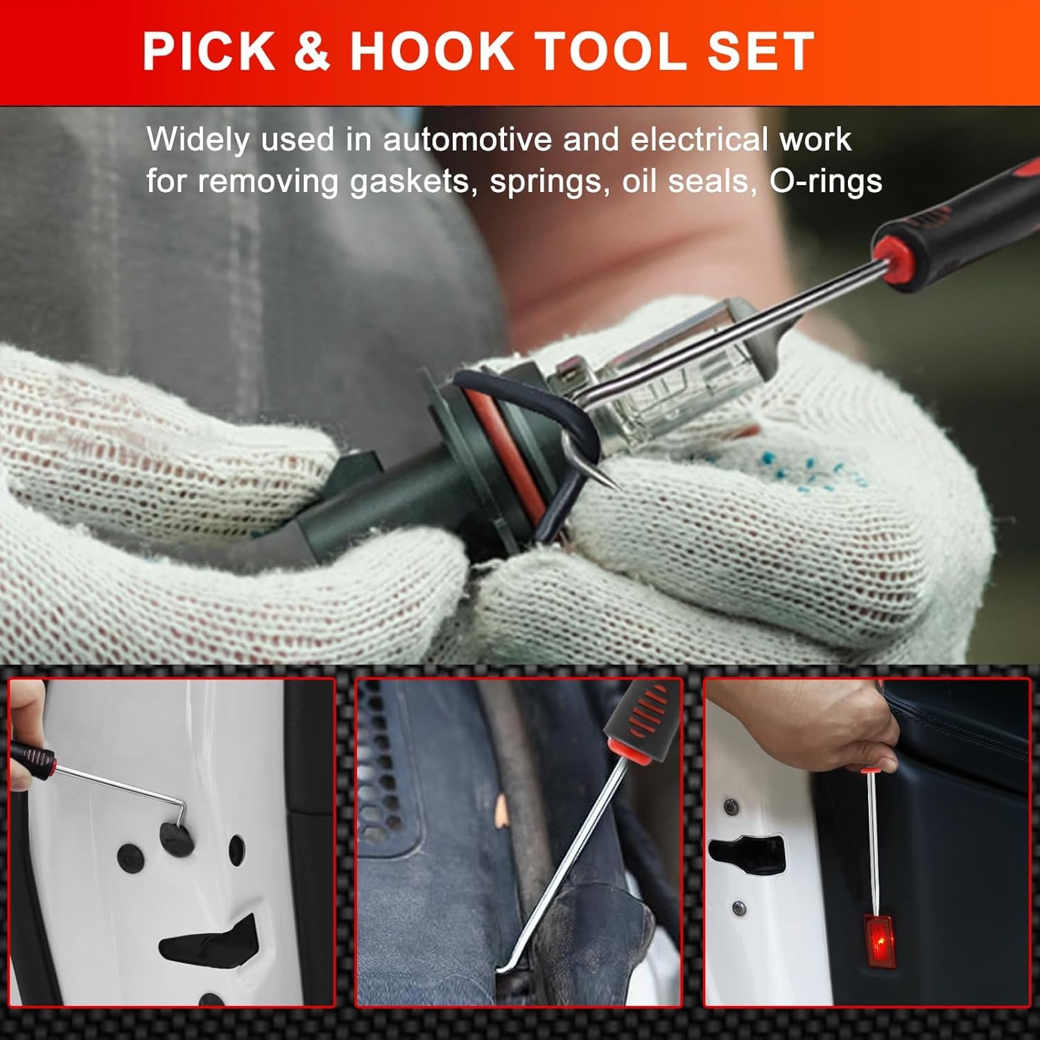 13 Pcs Precision Pick and Hook Tool Set with Clip Removal Plier Rivets Puller