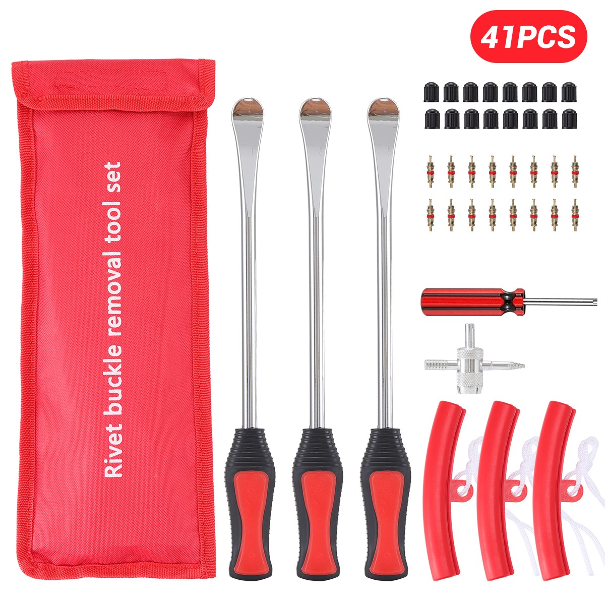 41Pcs Steel Tire Spoon Lever Iron Tool Kit for Motorcycle Bike Car w/Storage Bag