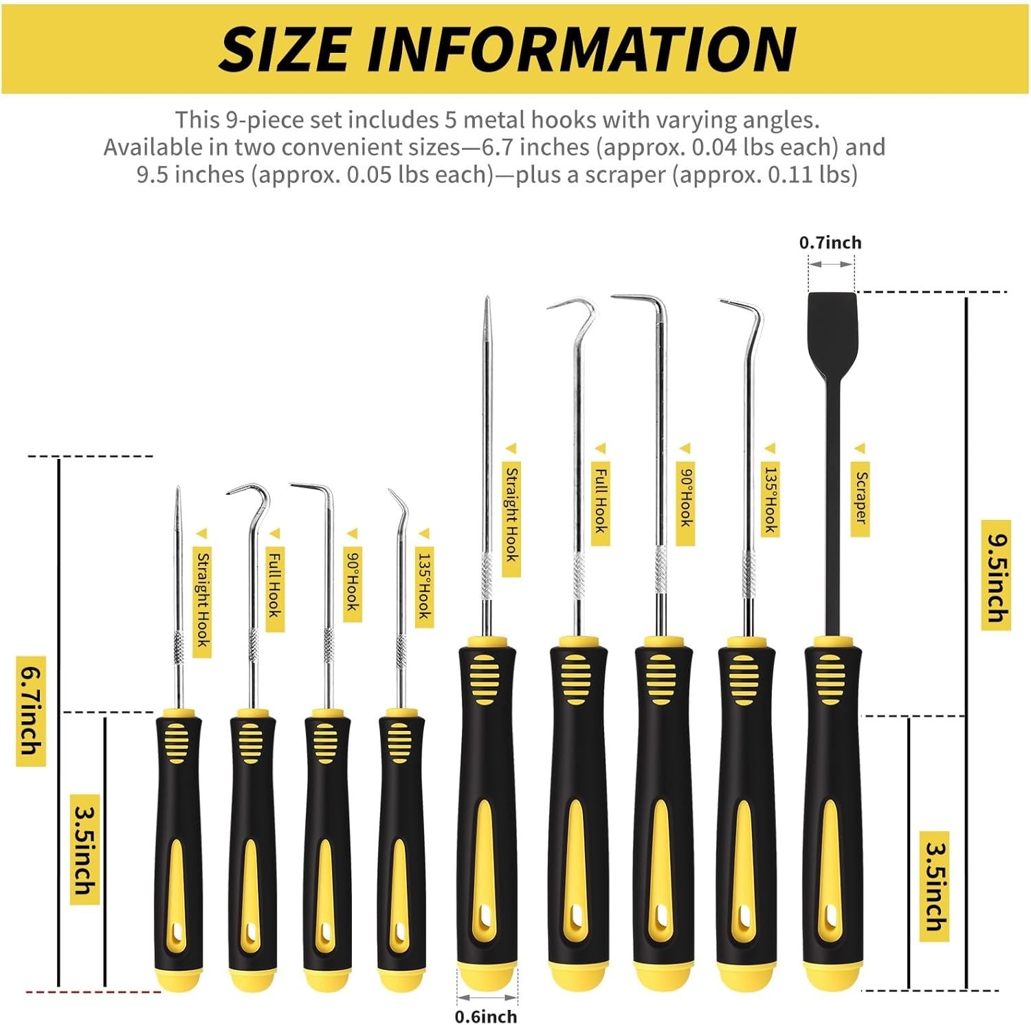 PCS Hook and Pick Tool Set with Scraper- Automotive Pick Set with Metal Pick …