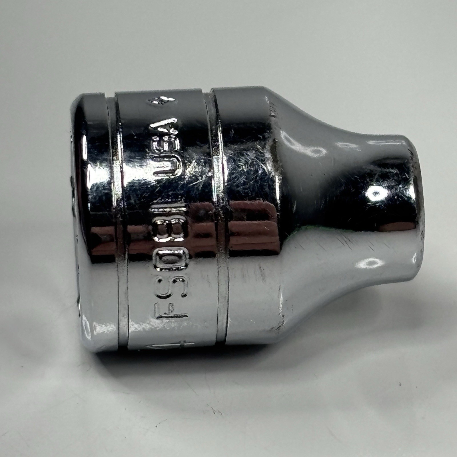 Snap On Tools FS081 3/8 Dr 6Pt SAE 1/4 Flank Dr Shallow Chrome Socket USA 1988
