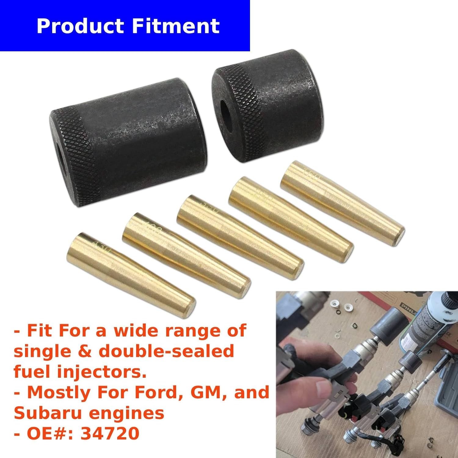 34720 Injector Seal Installer Kit 8Pcs For Many Ford, GM and Subaru Engines