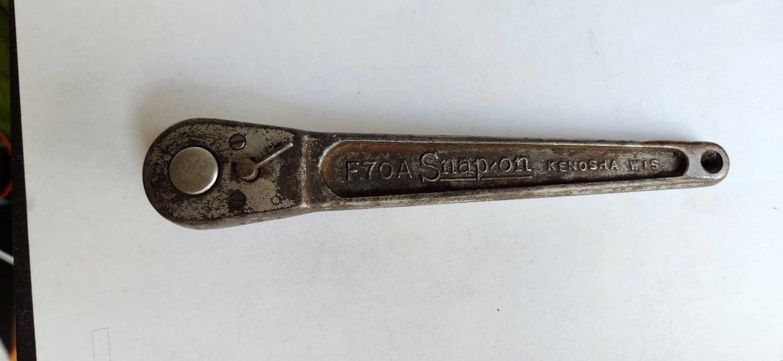 Snap On Tools Vintage 3/8” Drive Ratchet With Needle Shift Lever F70A 1935 Model