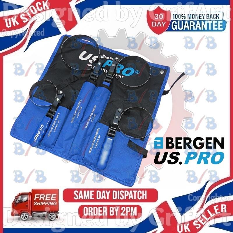 US PRO TOOLS 4PC SWIVEL OIL FILTER WRENCH STRAP TYPE ADJUSTABLE REMOVAL SET