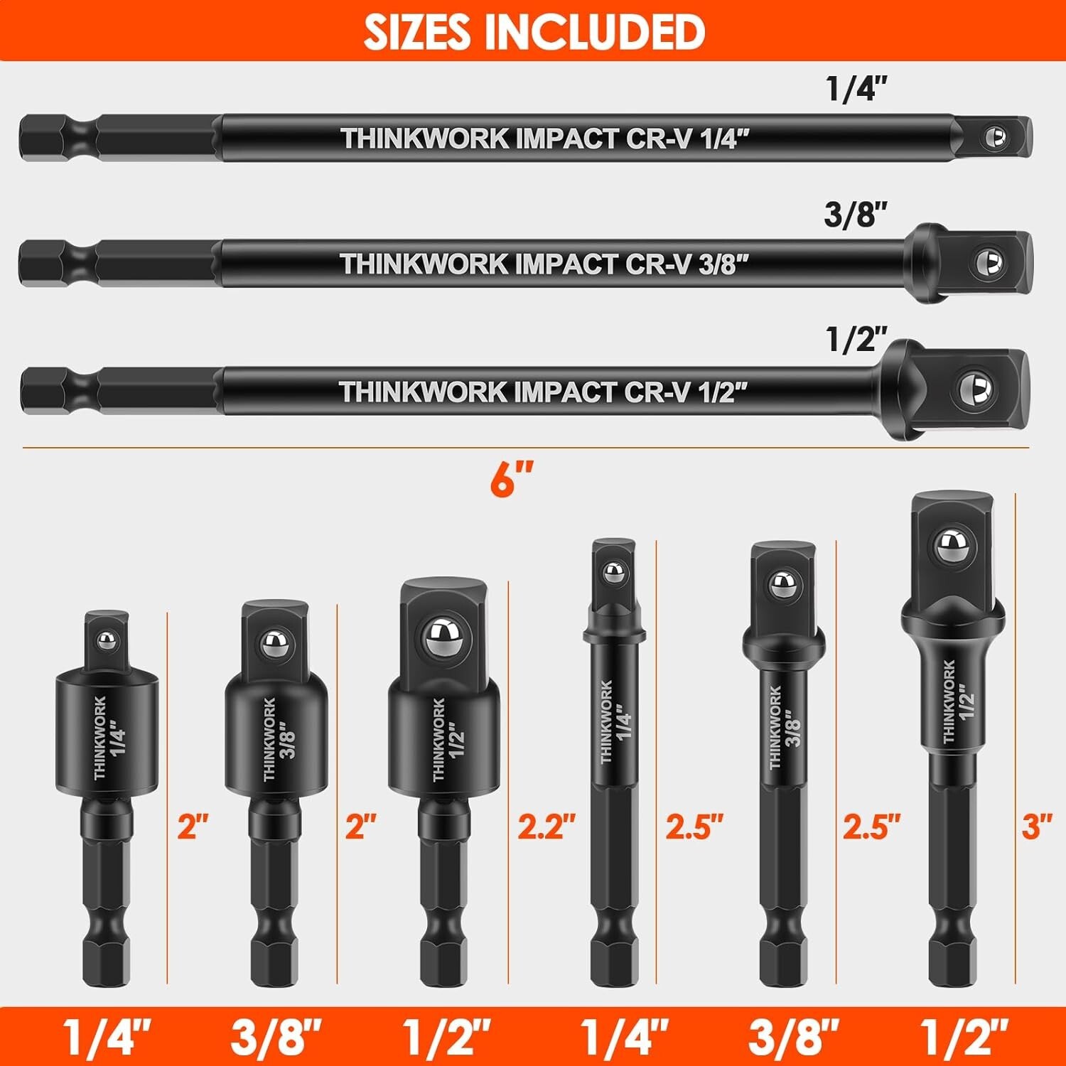 Premium 9-Piece Impact Socket Adapter Set – Chrome Vanadium Steel Durability