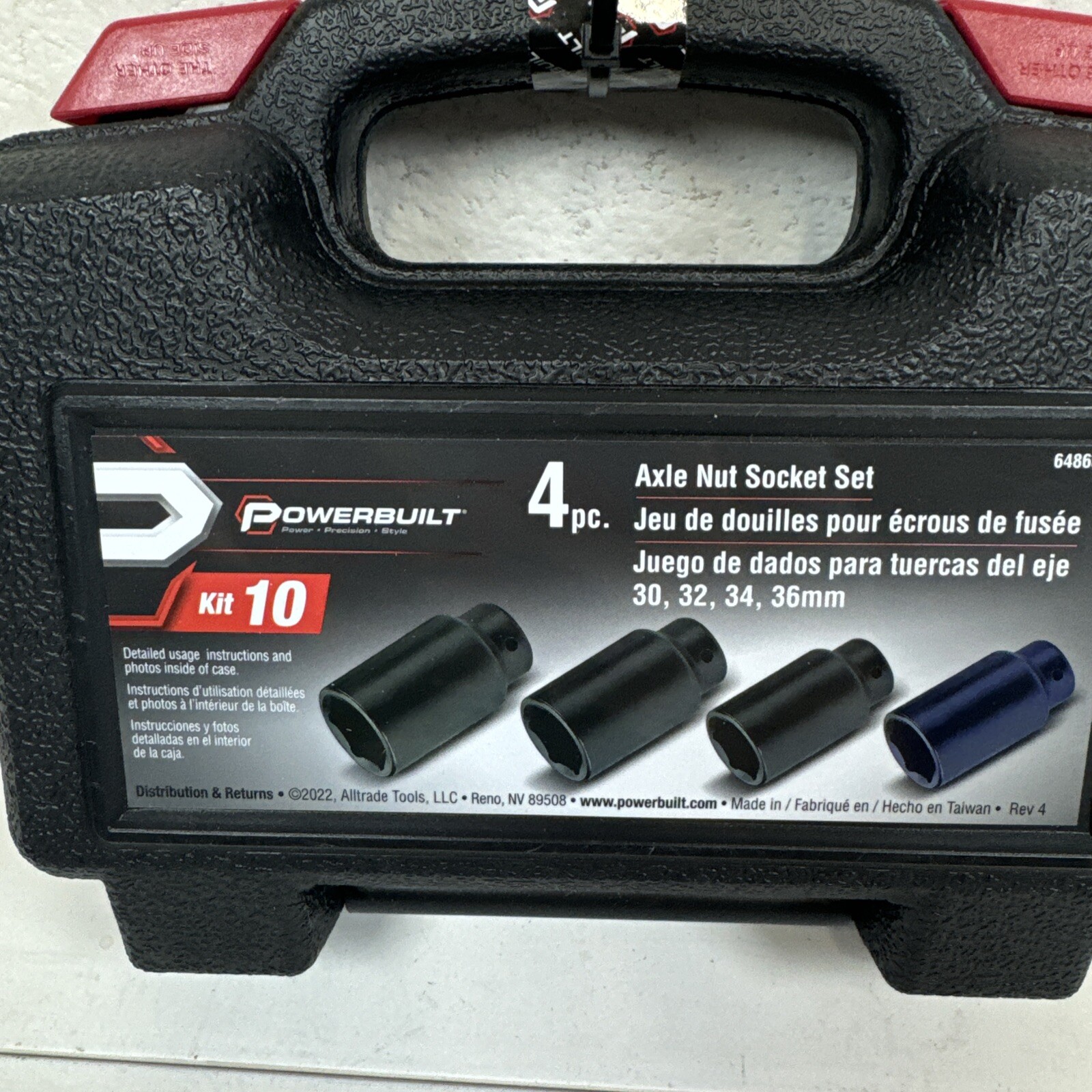 Powerbuilt Impact Socket Set 30, 32, 34, 36mm 1/2″ Dr 6 point 4 Piece Axle Nut