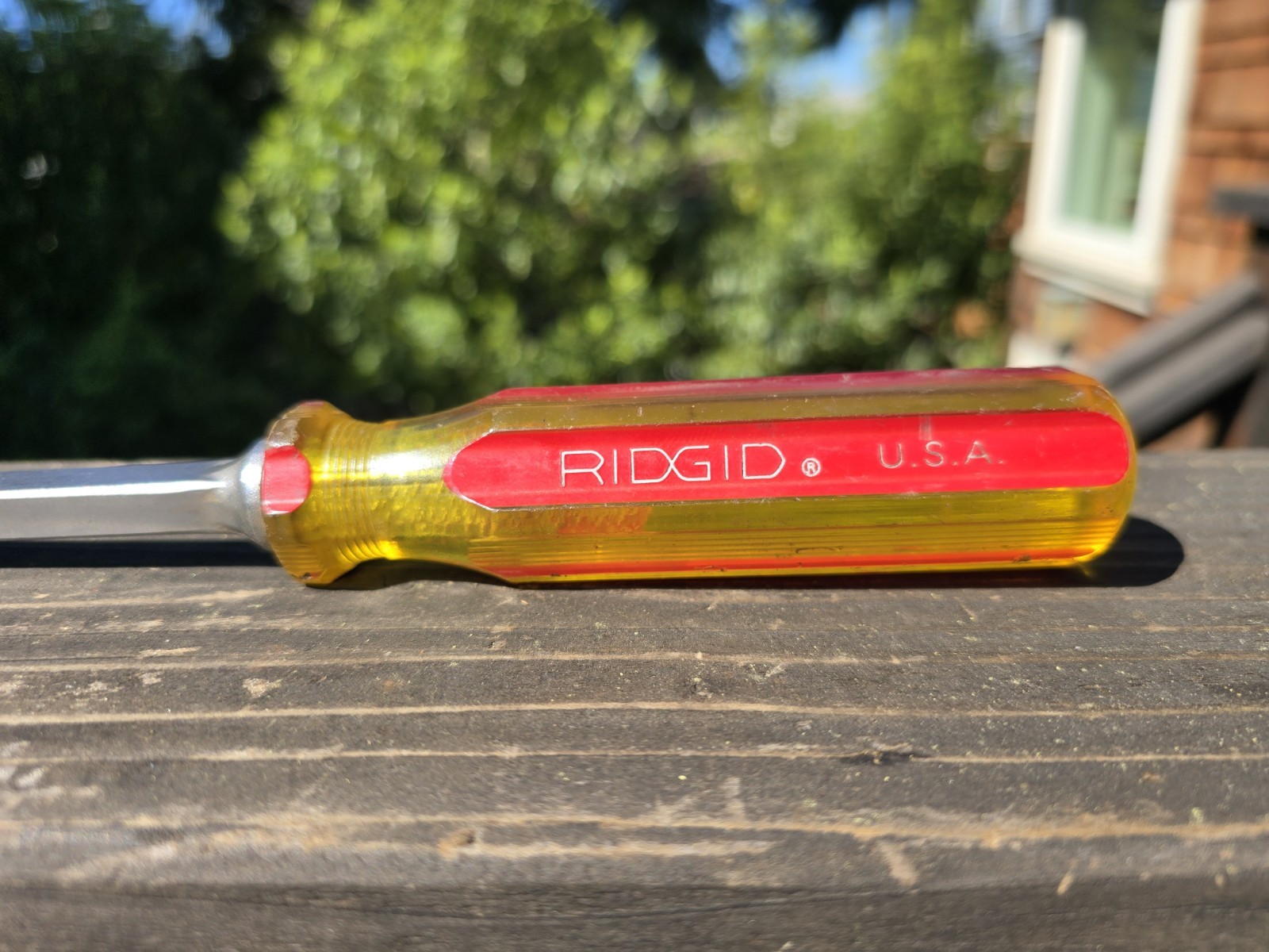 Ridgid 3/8″ Model No. 1943 Flat Slotted Screwdriver Orange Yellow 13.5″ USA
