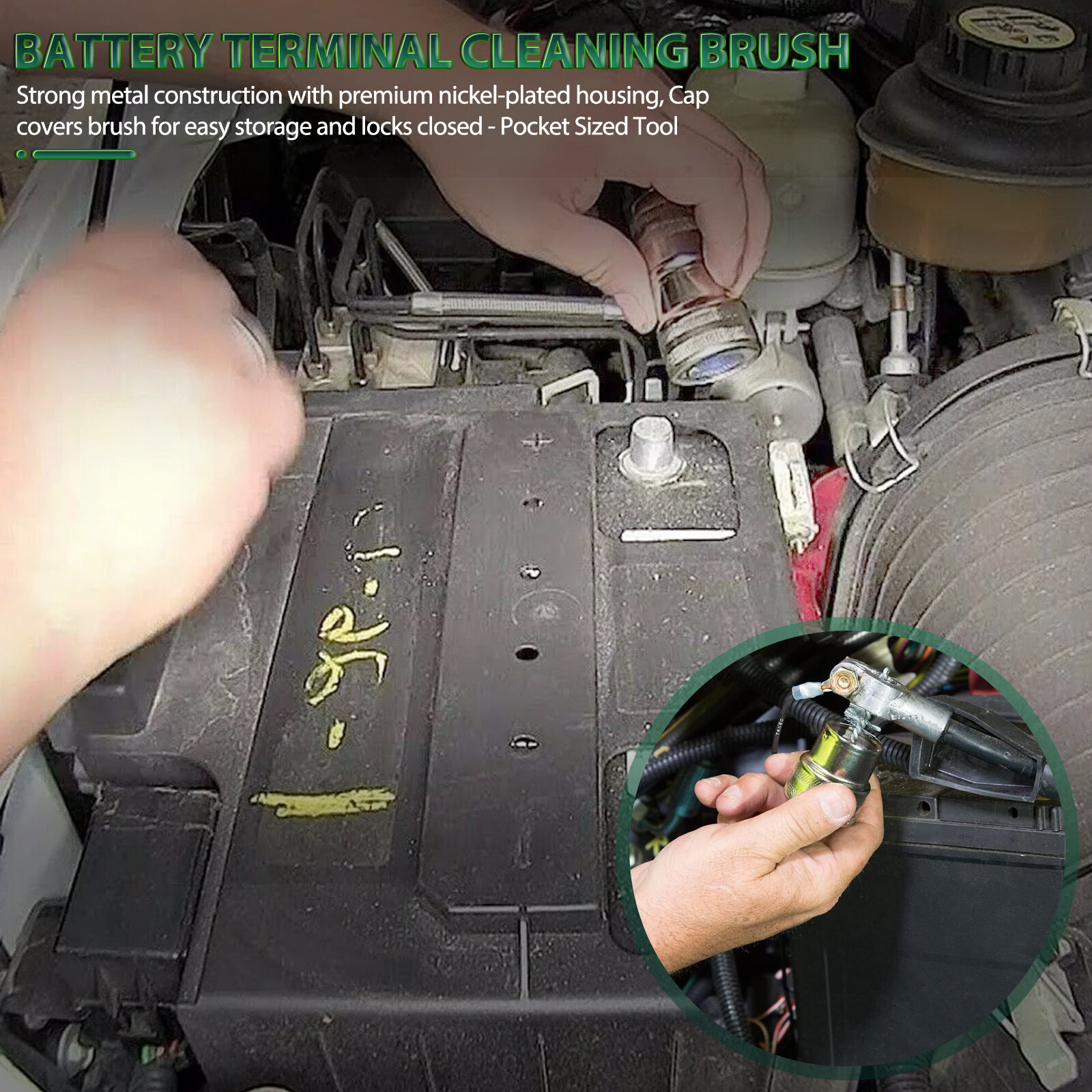 Car Battery Post Terminal Cleaner Dirt Corrosion Brush Hand Protector Tool Kits;