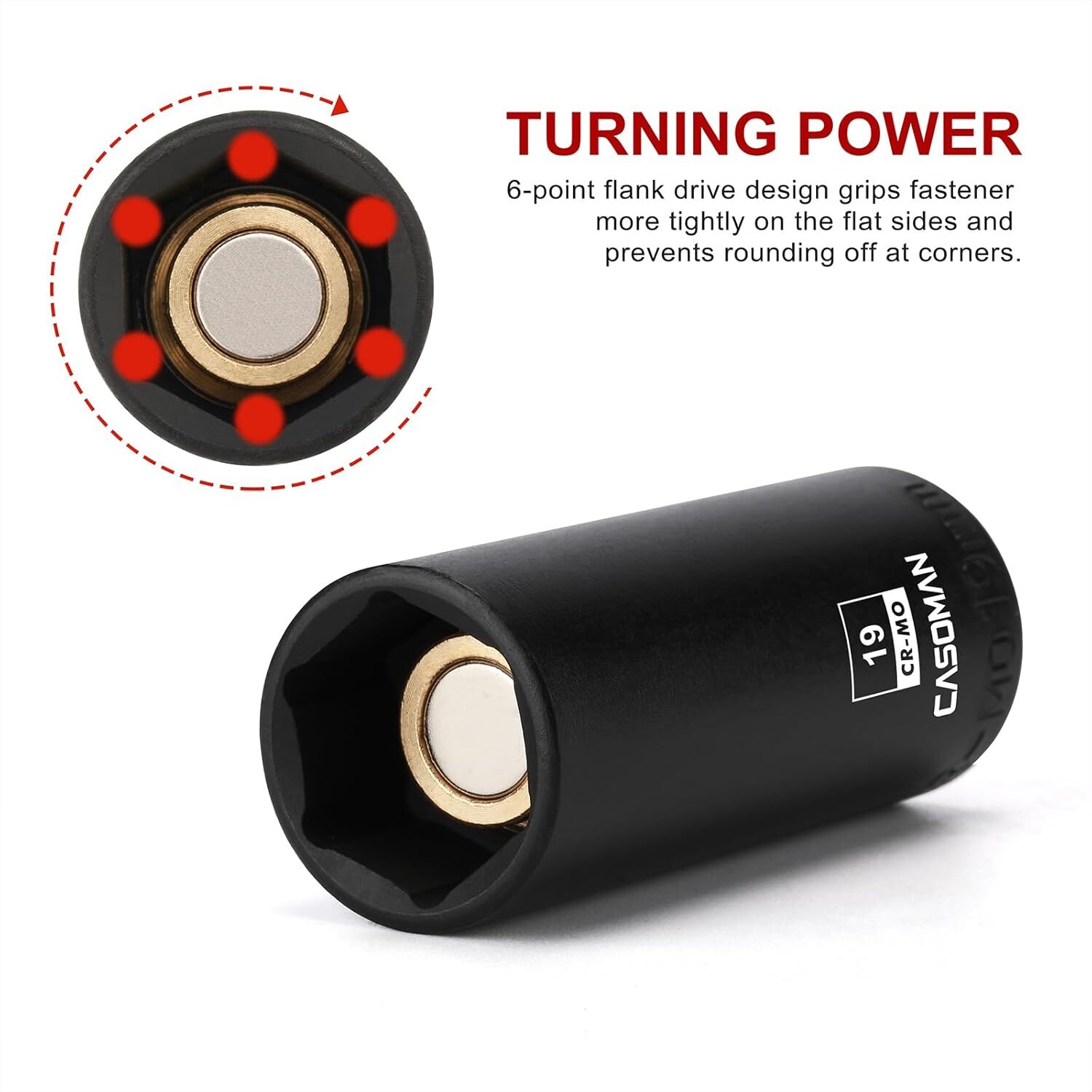 13PCS 3/8″Drive Magnetic Impact Socket Set Deep 6-Point Metric 7mm to 19mm CR-MO