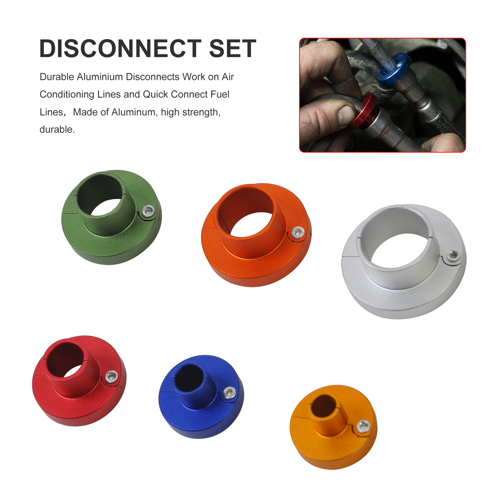 Air Conditioning Lines Disconnect Set, Aluminum Fuel Lines Connecter Tool 6pcs
