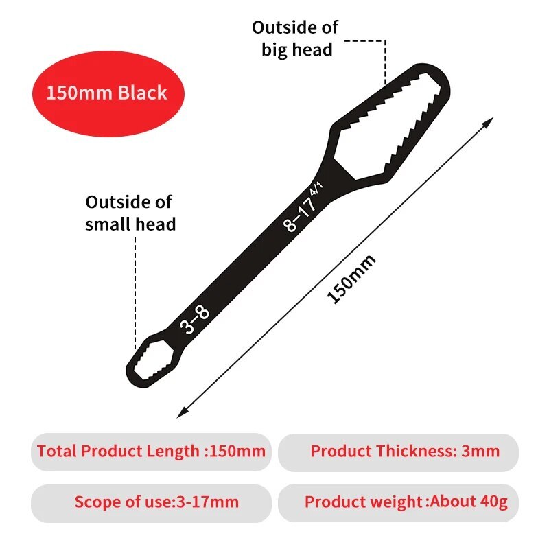 3-17mm/8-22mm Universal Multi-functional Adjustable Double End Box Wrench Wrench
