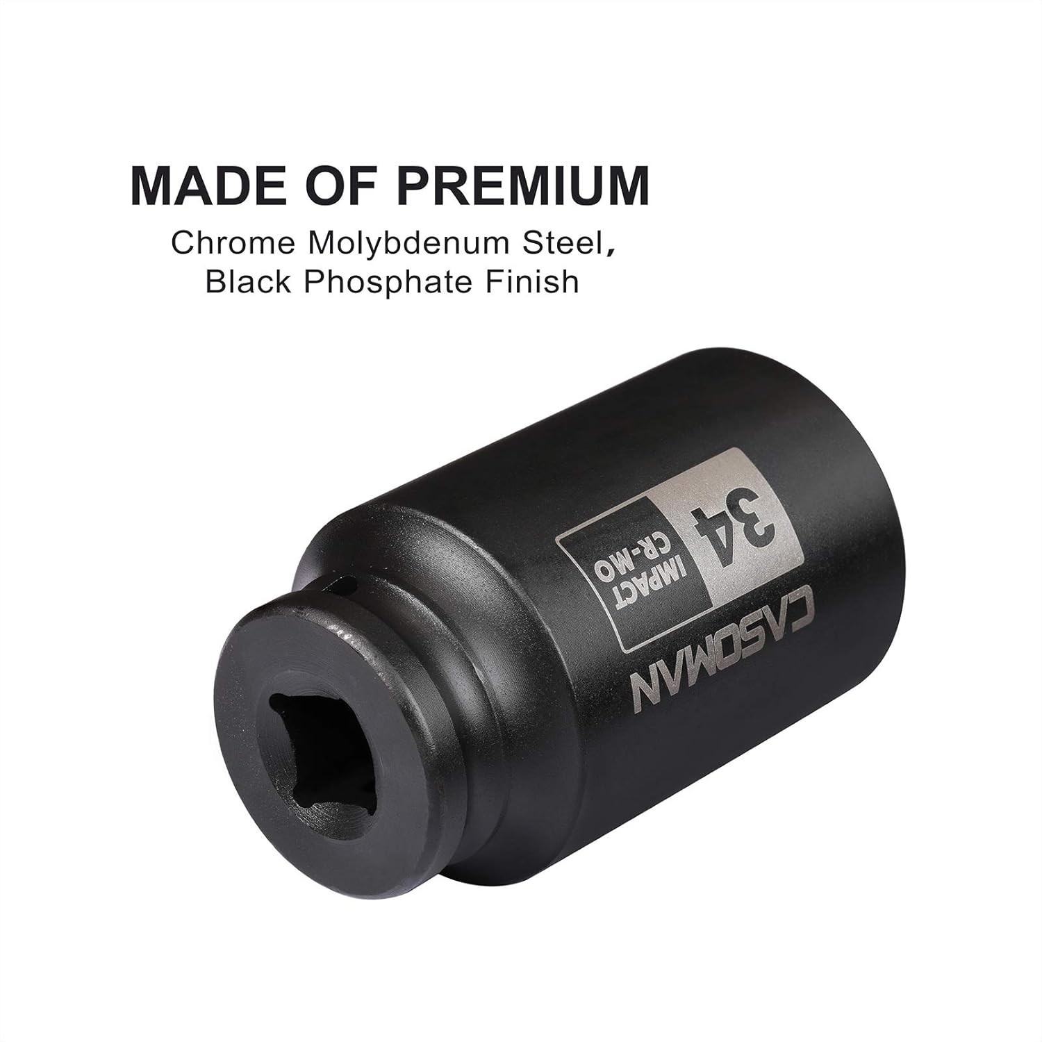 34mm Deep 6PT Impact Socket – Durable Chrome Molybdenum Steel for Axle Removal